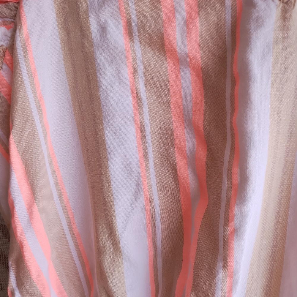 Vineyard vines dress large pink tan striped shirt sleeves cotton - Picture 5 of 11